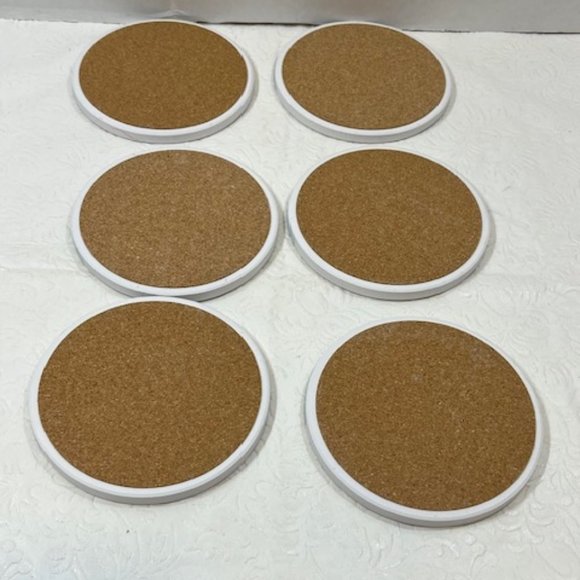 Six Holiday Themed Christmas Ceramic w/Cork Backing Coasters 4" - Picture 5 of 7